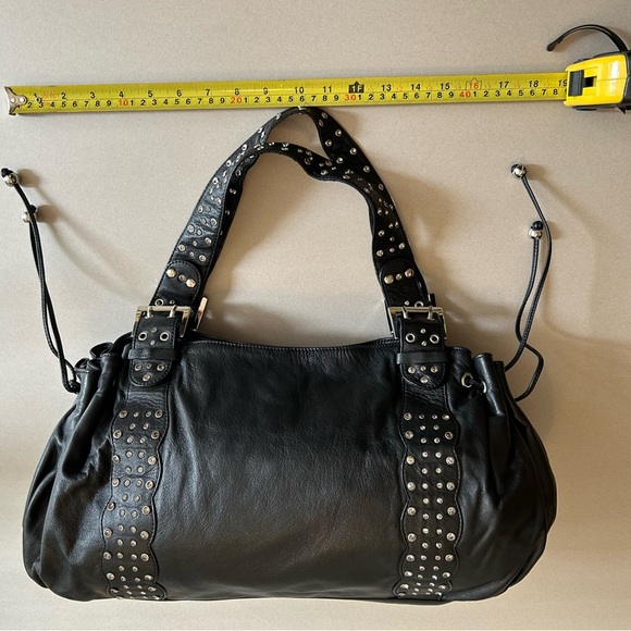 Black leather with rhine stones shoulder bag - Picture 7 of 8